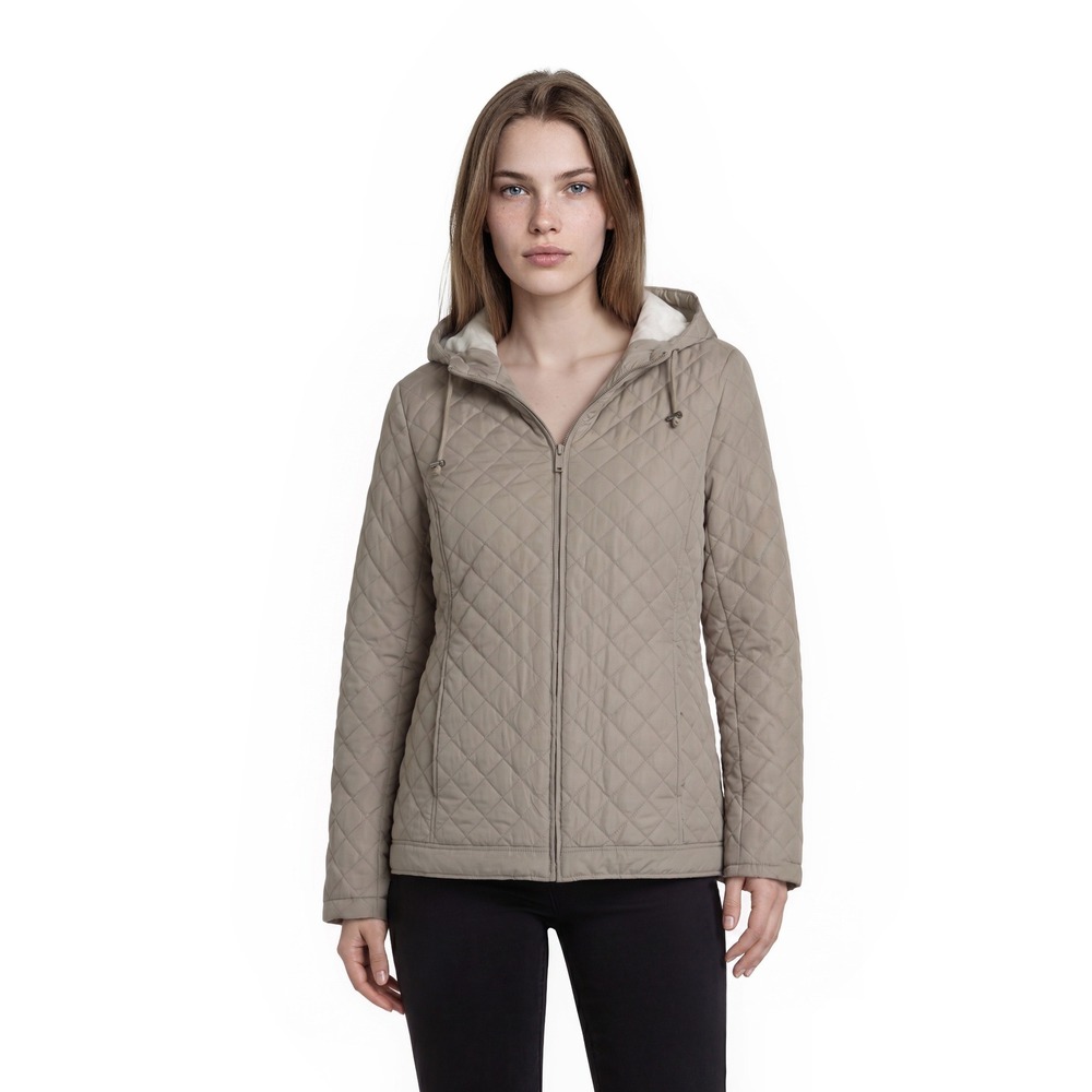 Vintage  Brooks Brothers Quilted Puffer Jacket Women's Size 12 Beige Hooded Coat